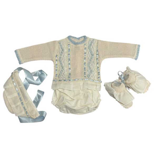 Dawson Handsmocked Cream/Blue 4-Piece Set