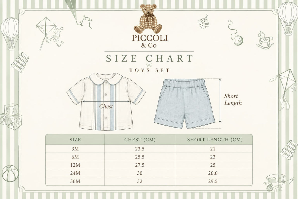 Piccoli&Co Size Chart Boys Set