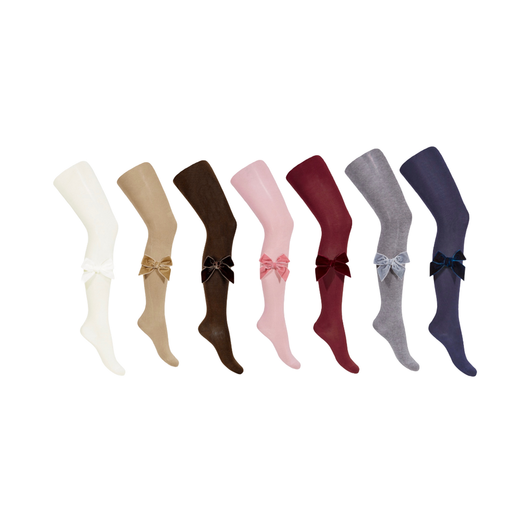 Nathalie Velvet Bow Tights - Piccoli & Co 