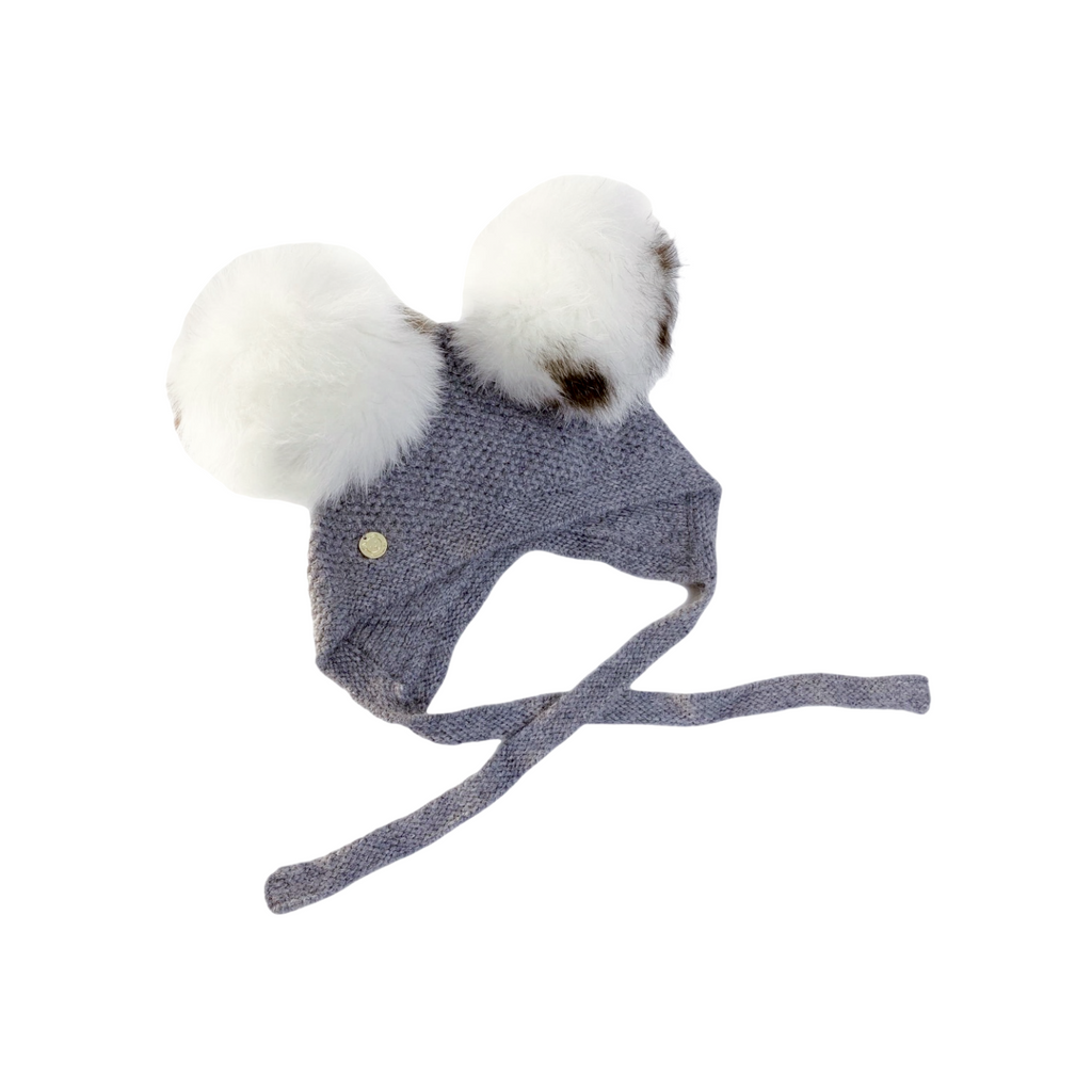 Capri Grey Cashmere PomPom Bonnet - Piccoli & Co 