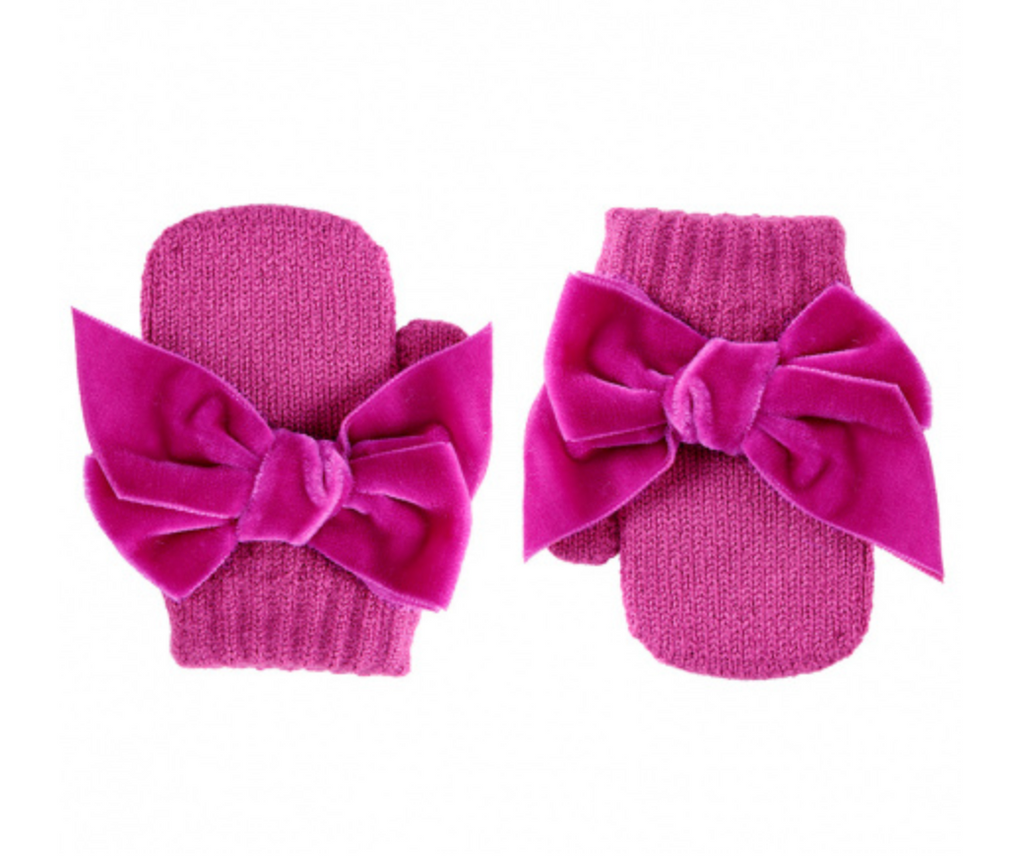 Nathalie Velvet Bow Mittens - Piccoli & Co 