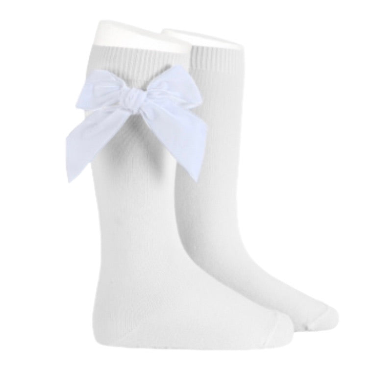 Nathalie Velvet Bow High Socks - Piccoli & Co 